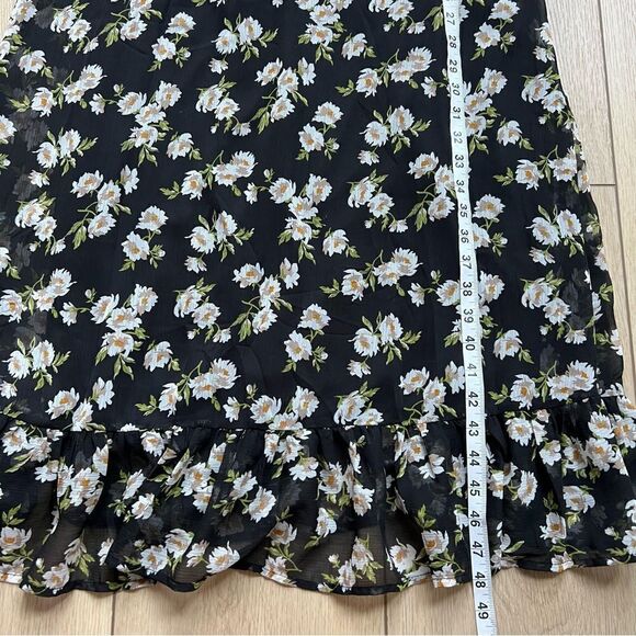 ASOS Emory Park Dark Ditzy Floral Print Maxi Dress Size Large Long Sleeve - Picture 10 of 14